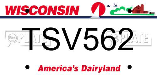 TSV562 Wisconsin License Plate