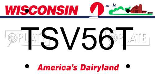 TSV56T Wisconsin License Plate