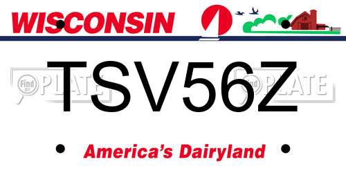 TSV56Z Wisconsin License Plate