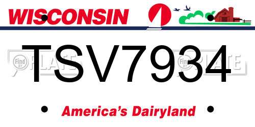 TSV7934 Wisconsin License Plate