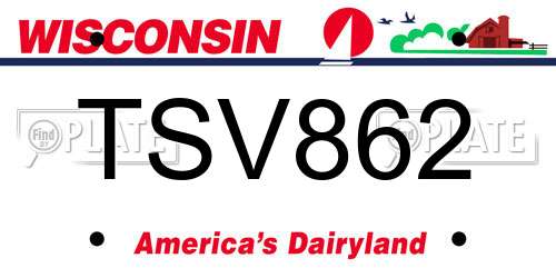 TSV862 Wisconsin License Plate