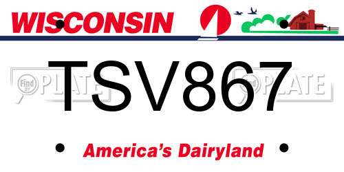 TSV867 Wisconsin License Plate