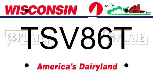 TSV86T Wisconsin License Plate