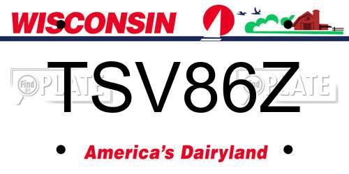 TSV86Z Wisconsin License Plate