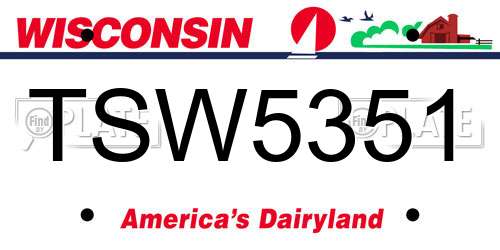 TSW5351 Wisconsin License Plate