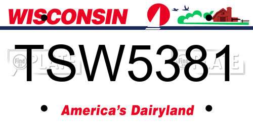 TSW5381 Wisconsin License Plate