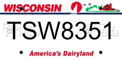 TSW8351 Wisconsin License Plate