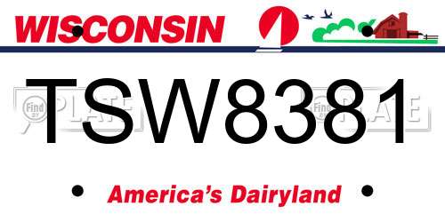 TSW8381 Wisconsin License Plate