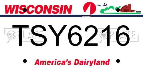 TSY6216 Wisconsin License Plate