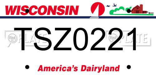 TSZ0221 Wisconsin License Plate