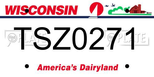 TSZ0271 Wisconsin License Plate