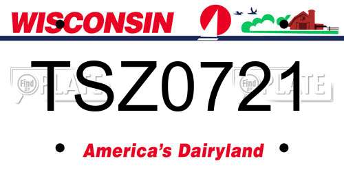 TSZ0721 Wisconsin License Plate
