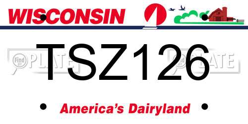 TSZ126 Wisconsin License Plate