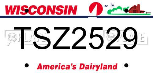 TSZ2529 Wisconsin License Plate