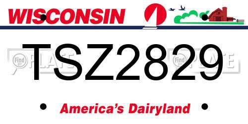 TSZ2829 Wisconsin License Plate