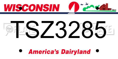 TSZ3285 Wisconsin License Plate