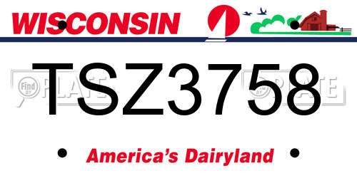 TSZ3758 Wisconsin License Plate