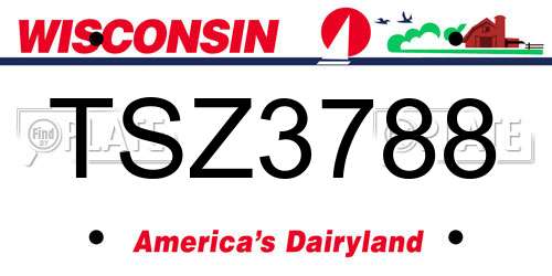 TSZ3788 Wisconsin License Plate