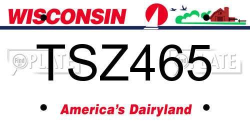 TSZ465 Wisconsin License Plate