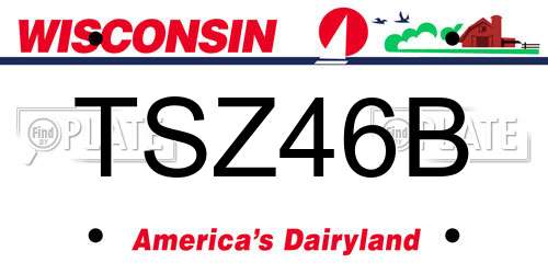 TSZ46B Wisconsin License Plate