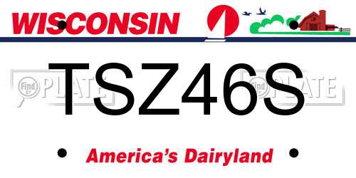 TSZ46S Wisconsin License Plate