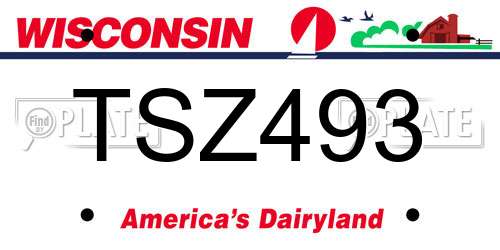 TSZ493 Wisconsin License Plate