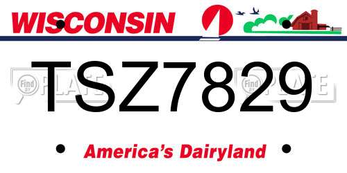 TSZ7829 Wisconsin License Plate