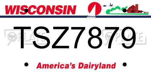 TSZ7879 Wisconsin License Plate