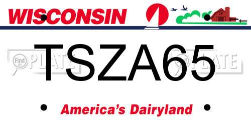TSZA65 Wisconsin License Plate