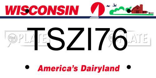 TSZI76 Wisconsin License Plate