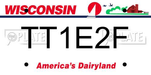 TT1E2F Wisconsin License Plate