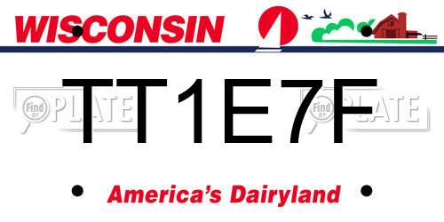 TT1E7F Wisconsin License Plate