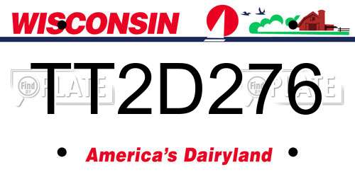 TT2D276 Wisconsin License Plate