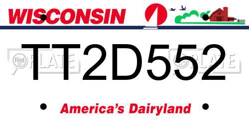 TT2D552 Wisconsin License Plate