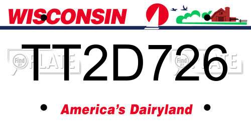 TT2D726 Wisconsin License Plate