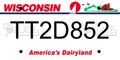 TT2D852 Wisconsin License Plate