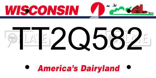 TT2Q582 Wisconsin License Plate