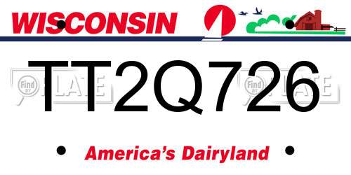 TT2Q726 Wisconsin License Plate