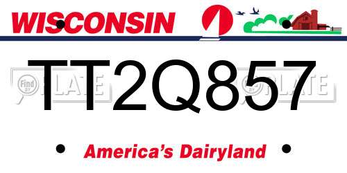 TT2Q857 Wisconsin License Plate