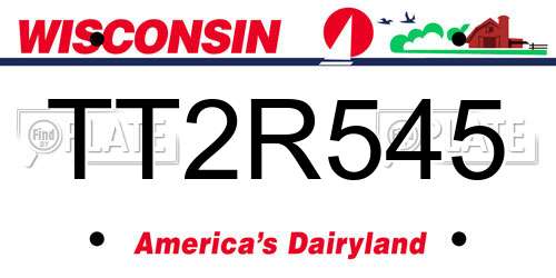 TT2R545 Wisconsin License Plate