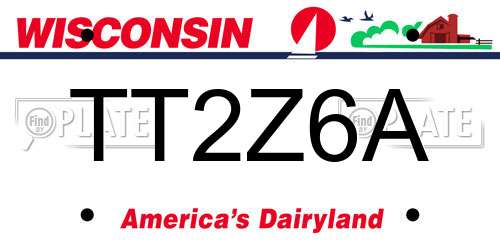 TT2Z6A Wisconsin License Plate
