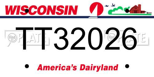 TT32026 Wisconsin License Plate