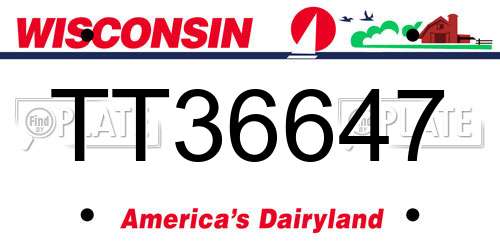TT36647 Wisconsin License Plate