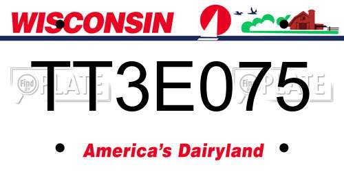 TT3E075 Wisconsin License Plate