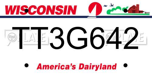 TT3G642 Wisconsin License Plate