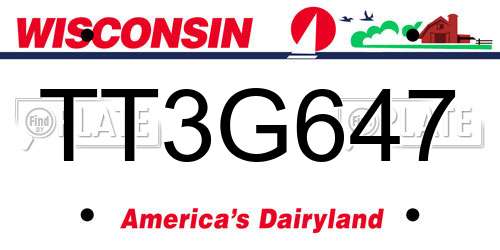 TT3G647 Wisconsin License Plate