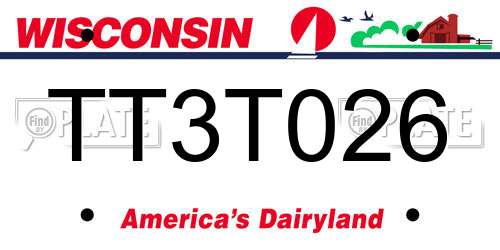 TT3T026 Wisconsin License Plate
