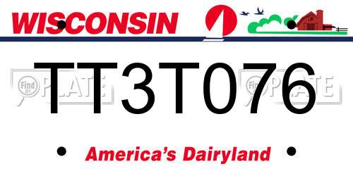 TT3T076 Wisconsin License Plate
