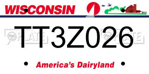 TT3Z026 Wisconsin License Plate