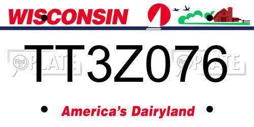 TT3Z076 Wisconsin License Plate
